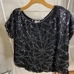 Black & Silver Sequin Top - Vintage Jeffrey Lawerence (SZ M/L)